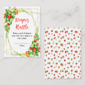 Strawberries and Daisies Baby Shower Diaper Raffle Informatiekaartje (Voorkant / Achterkant)