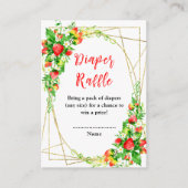 Strawberries and Daisies Baby Shower Diaper Raffle Informatiekaartje (Voorkant)