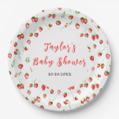 Strawberries and Daisies Baby Shower Papieren Bordje (Voorkant)