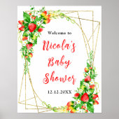 Strawberries and Daisies Baby Shower Welcome Poster (Voorkant)