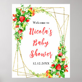 Strawberries and Daisies Baby Shower Welcome Poster