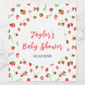 Strawberries and Daisies Baby Shower Wijn Etiket (Enkel label)