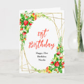 Strawberries and Daisies Birthday Kaart (Voorkant)