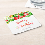 Strawberries and Daisies Birthday Kartonnen Onderzetters (Schuin)
