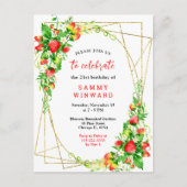 Strawberries and Daisies Birthday Party Briefkaart (Voorkant)