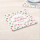 Strawberries and Daisies Birthday Party Kartonnen Onderzetters (Schuin)