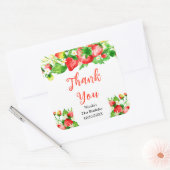 Strawberries and Daisies Birthday Thank You Vierkante Sticker (Envelop)