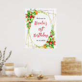 Strawberries and Daisies Birthday Welcome Poster (Keuken)