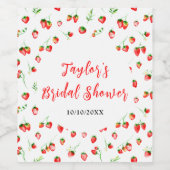 Strawberries and Daisies Bridal Shower Wijn Etiket (Enkel label)