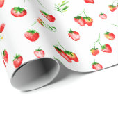 Strawberries and Daisies Pattern Cadeaupapier (Rol Hoek)