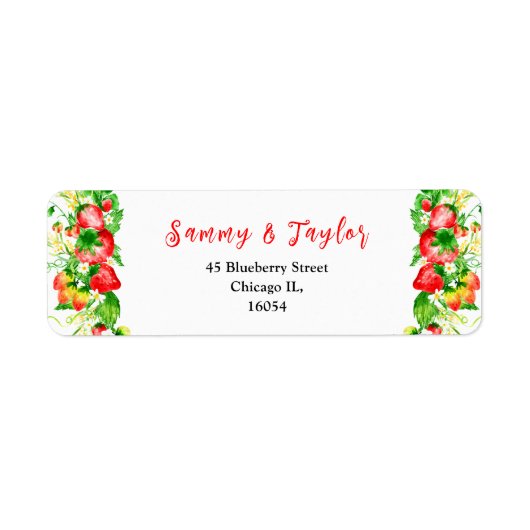 Strawberries and Daisies Wedding Etiket (Voorkant)
