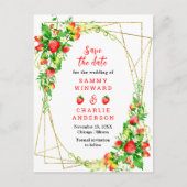 Strawberries and Daisies Wedding Save The Date Briefkaart (Voorkant)