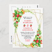 Strawberries and Daisies with Foliage Wedding Briefkaart (Voorkant / Achterkant)