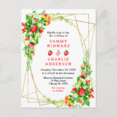 Strawberries and Daisies with Foliage Wedding Briefkaart (Voorkant)