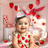 Strawberries and pink bow Berry First Birthday     Feesthoedjes