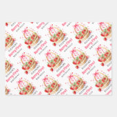 Strawberries and pink bow Berry First Birthday Inpakpapier Vel (Voorkant 2)