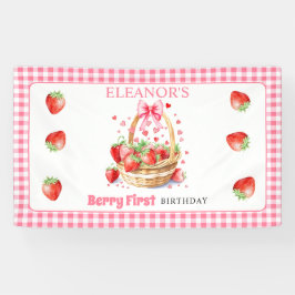 Strawberries and pink bow Berry First Birthday Spandoek