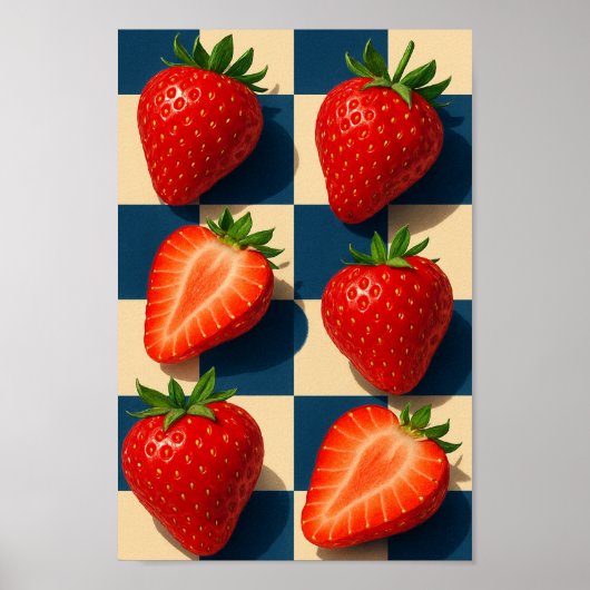 Strawberries art, Bold Fruit Poster (Voorkant)