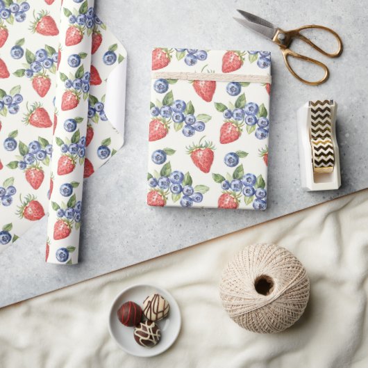 Strawberries Blueberries Fruit Cadeaupapier (Crafts)