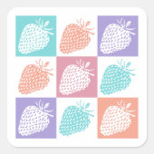 Strawberries Colorful Summer Vierkante Sticker (Voorkant)