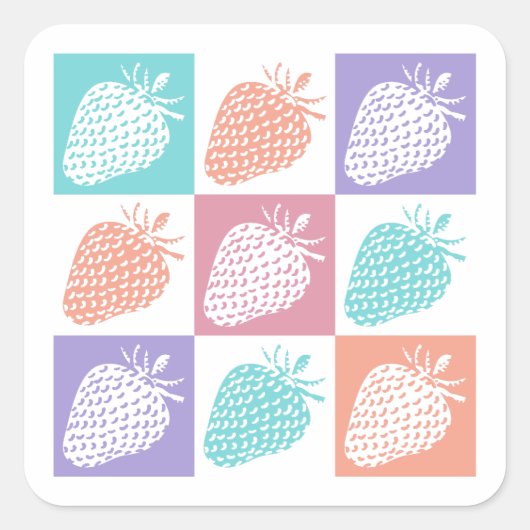 Strawberries Colorful Summer Vierkante Sticker (Voorkant)
