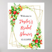 Strawberries Daisies Bridal Shower Welcome Sign Poster (Voorkant)