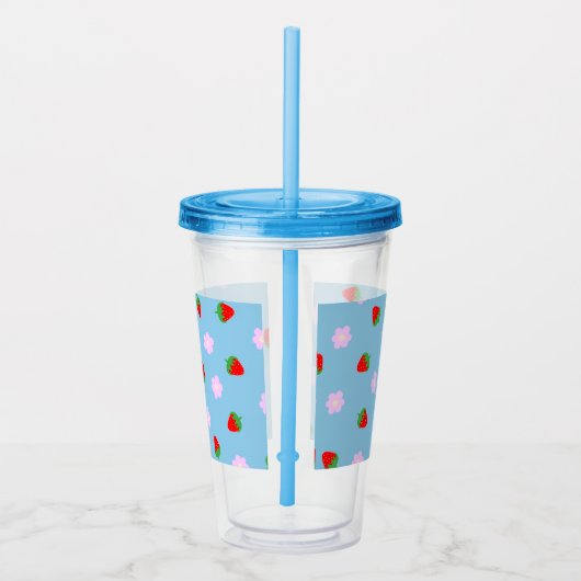 Strawberries & Flowers Acryl Drinkbeker (Rechts)