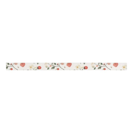 Strawberries Flowers Birthday Grosgrain Lint (Voorkant)