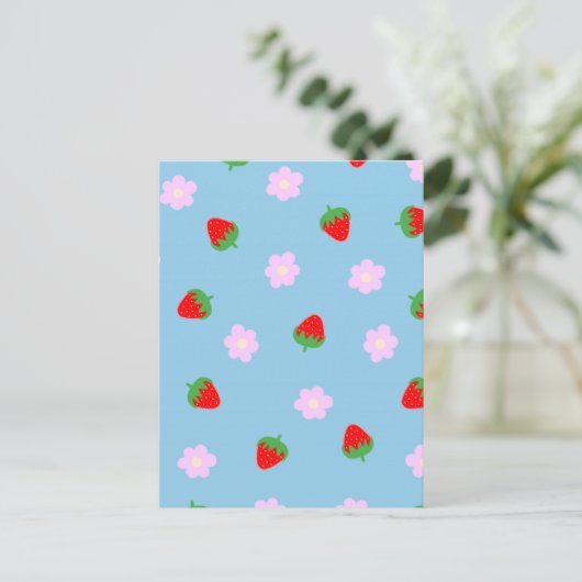 Strawberries & Flowers Briefkaart (Staand voorkant)