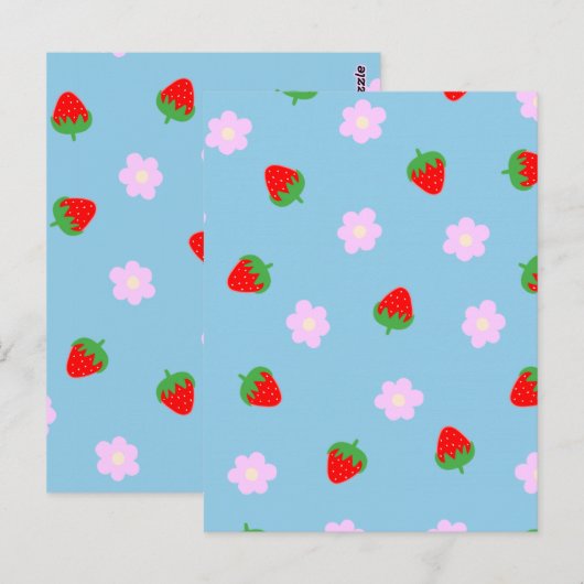 Strawberries & Flowers Briefkaart (Voorkant / Achterkant)
