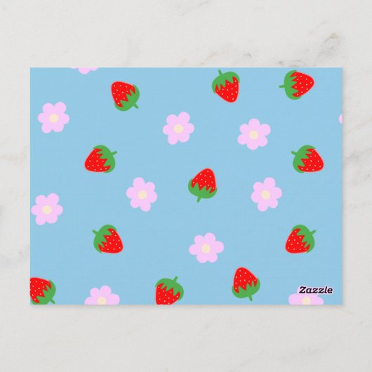 Strawberries & Flowers Briefkaart (Achterkant)