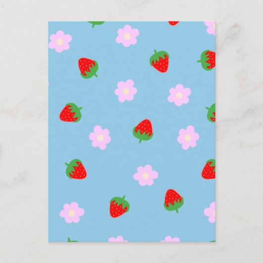 Strawberries & Flowers Briefkaart (Voorkant)