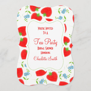 Strawberries Flowers Editable Tea Party nodigt uit Kaart