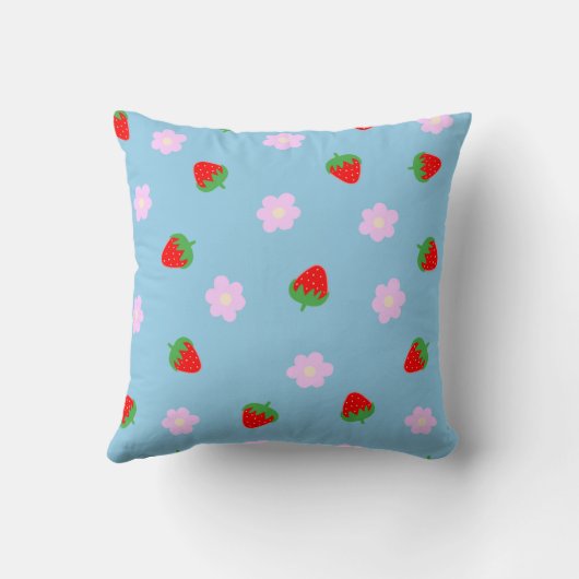 Strawberries & Flowers Kussen (Achterkant)