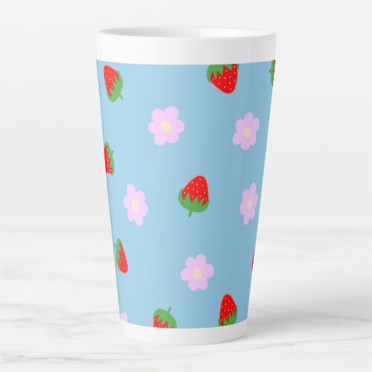 Strawberries & Flowers Latte Mok (Voorkant)