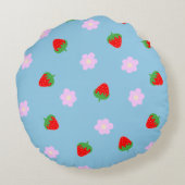 Strawberries & Flowers Rond Kussen (Achterkant)