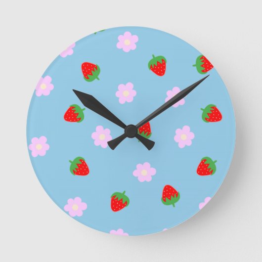 Strawberries & Flowers Ronde Klok (Voorkant)