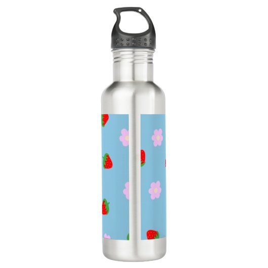 Strawberries & Flowers Waterfles (Achterkant)