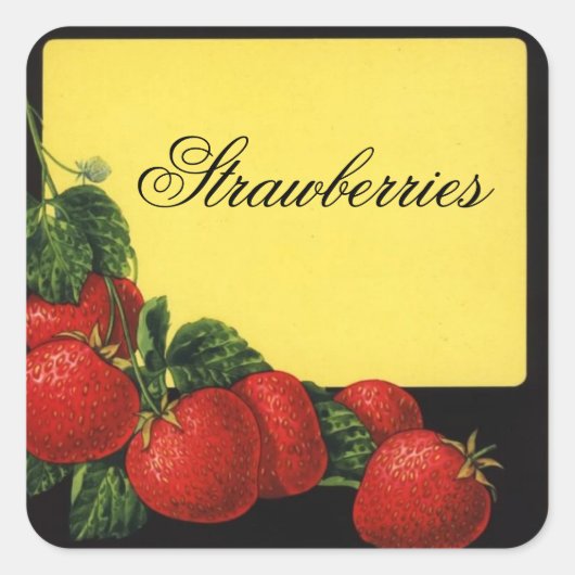 STRAWBERRIES Fruit Preserve,Canning Vierkante Sticker (Voorkant)