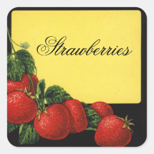 STRAWBERRIES Fruit Preserve,Canning Vierkante Sticker