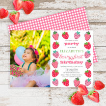 Strawberries Girl Foto Berry First Birthday Party