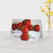 Strawberries Happy Birthday Card Kaart (Gele Bloem)
