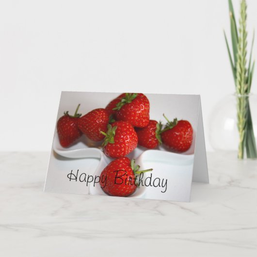 Strawberries Happy Birthday Card Kaart (Voorkant)