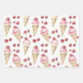 Strawberries Ice Cream Cones Red Dots Birthday Inpakpapier Vel (Voorkant 3)