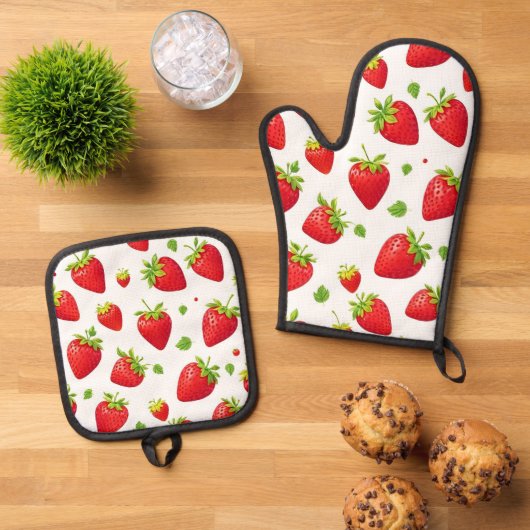 Strawberries Ovenwant & Pannenlap Set (Top down)