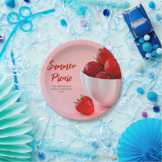 Strawberries Photo Summer Picnic Family Reunion Papieren Bordje (Feest)