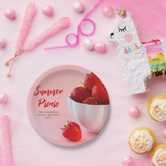 Strawberries Photo Summer Picnic Family Reunion Papieren Bordje (Feest)