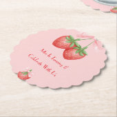 STRAWBERRIES PINK BOW BIRTHDAY  KARTONNEN ONDERZETTERS (Gekanteld)