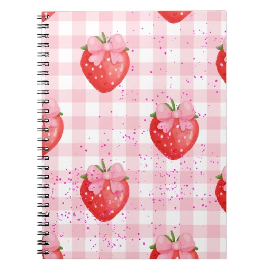 strawberries red and pink bows notitieboek (Voorkant)