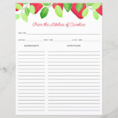 Strawberries Red Berry Recipe Card Binder Insert (Voorkant)